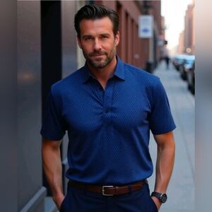 Collars & Co Dress Collar Polo In Turbo GT Navy Size Large